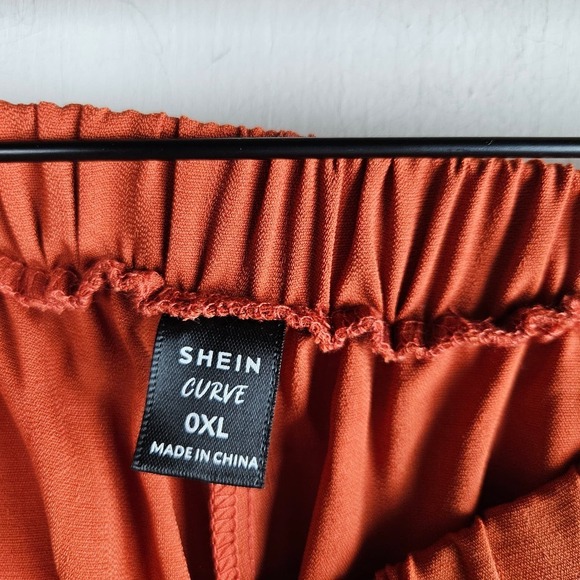 Shein Curve Wide Leg Flowy Pants 0X Burnt Orange Elastic Waist Pull On - Picture 3 of 7
